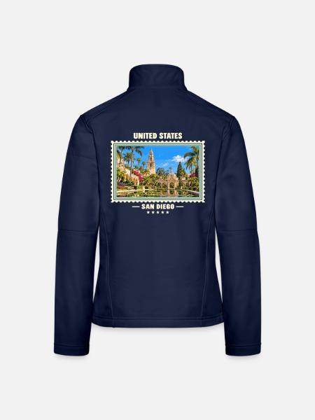 Vereinigte Staaten San Diego Vintage Reisemarke - Frauen Softshelljacke - Navy - Hinten