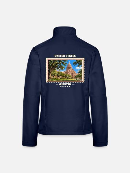 Vereinigte Staaten Austin Vintage Reisemarke - Frauen Softshelljacke - Navy - Hinten