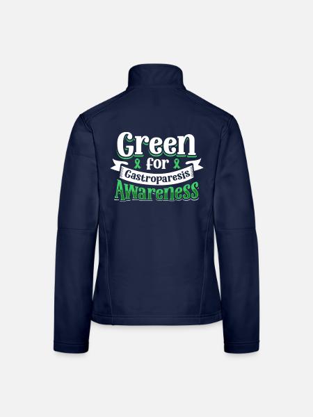 Grün tragen - Für Gastroparese Aufklärung - Frauen Softshelljacke - Navy - Hinten
