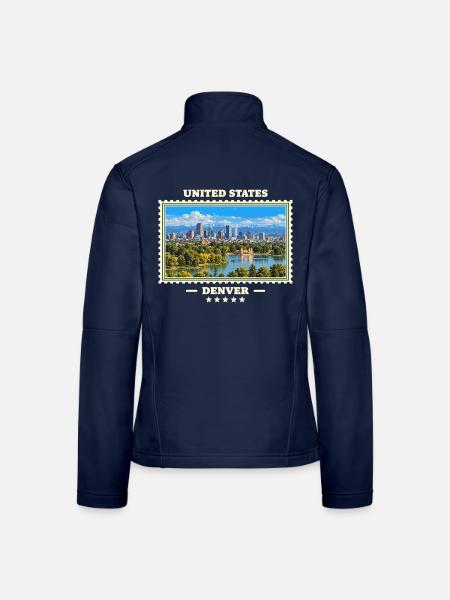 Vereinigte Staaten Denver Vintage Reisemarke - Frauen Softshelljacke - Navy - Hinten