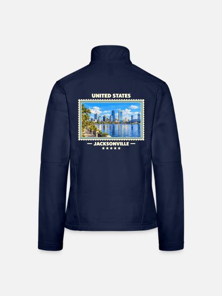 Vereinigte Staaten Jacksonville Vintage Reisemarke - Frauen Softshelljacke - Navy - Hinten