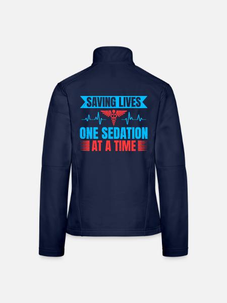 Anesthesiologist One Sedation At Time Anesthesia - Frauen Softshelljacke - Navy - Hinten