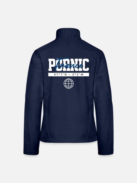 Pornic Frankreich Koordinaten Reise Souvenir - Frauen Softshelljacke - Navy - Hinten