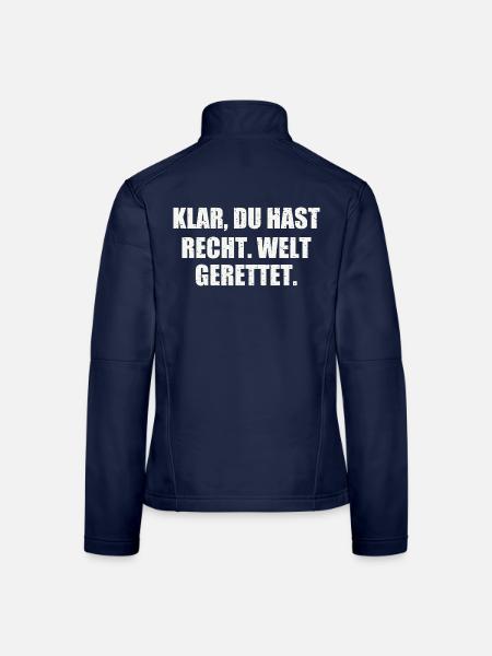 KLAR, DU HAST RECHT. WELT GERETTET. - Frauen Softshelljacke - Navy - Hinten