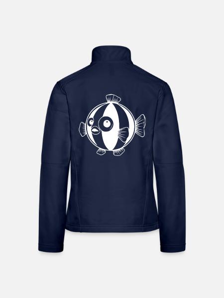 Lustiger Kugelfisch Comic Geschenk - Frauen Softshelljacke - Navy - Hinten