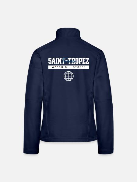 Saint-Tropez Frankreich Koordinaten Reise Souvenir - Frauen Softshelljacke - Navy - Hinten