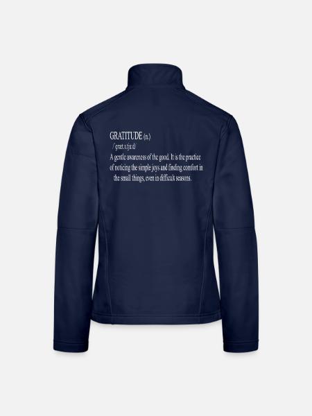 Dankbarkeit Typo Schwarzweiß Zitat - Frauen Softshelljacke - Navy - Hinten