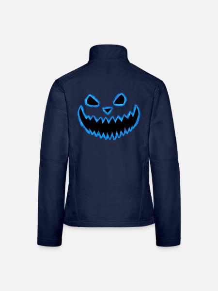 Neon Kürbisgesicht Blau - Last Minute Kostüm - Frauen Softshelljacke - Navy