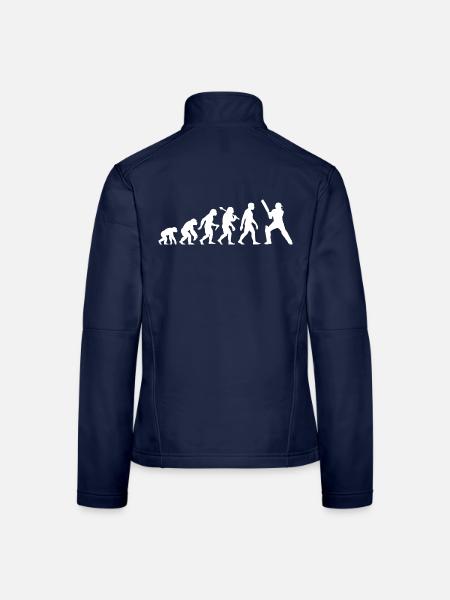Cricket Evolution – Batter – Ich Liebe Cricket - Frauen Softshelljacke - Navy - Hinten