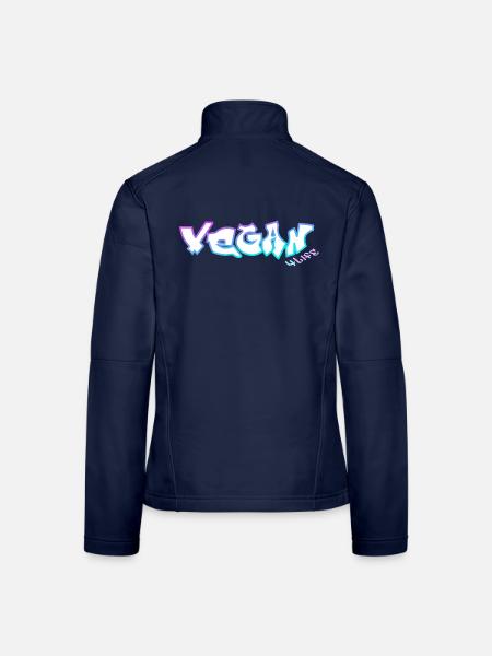 vegan4life cyan-lila - Frauen Softshelljacke - Navy - Hinten