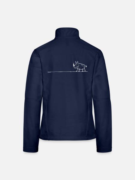 Nashorn Line Art Rhino Wildtier Minimalistisch - Frauen Softshelljacke - Navy