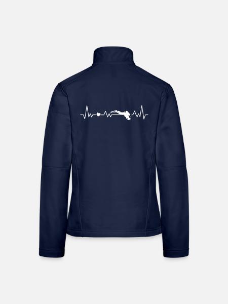 Tauchen im Meer Herzschlag Für Schnorchler - Frauen Softshelljacke - Navy - Hinten