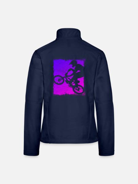BMX Rad - Bmx Fahrrad - Magenta Bmx - Frauen Softshelljacke - Navy - Hinten