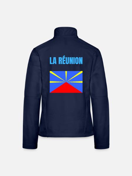 T-Shirt mit Vulkanflagge auf der Insel La Réunion - Frauen Softshelljacke - Navy - Hinten