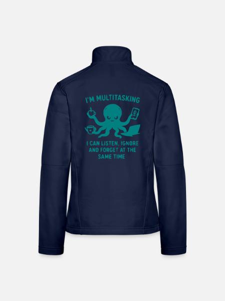 Multitasking Tintenfisch Humor - Frauen Softshelljacke - Navy - Hinten