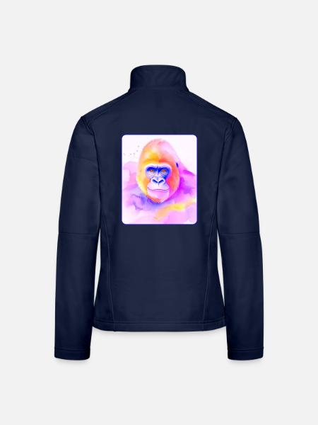 Gorilla-Porträt (Aquarell) - Frauen Softshelljacke - Navy