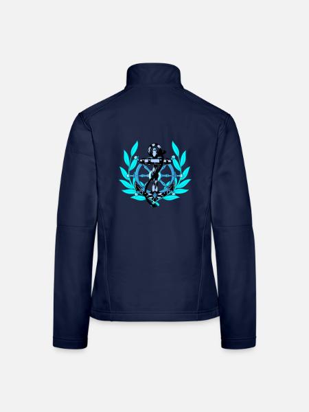Steuerrad Anker maritim Seefahrer Ahoi Schiff - Frauen Softshelljacke - Navy - Hinten