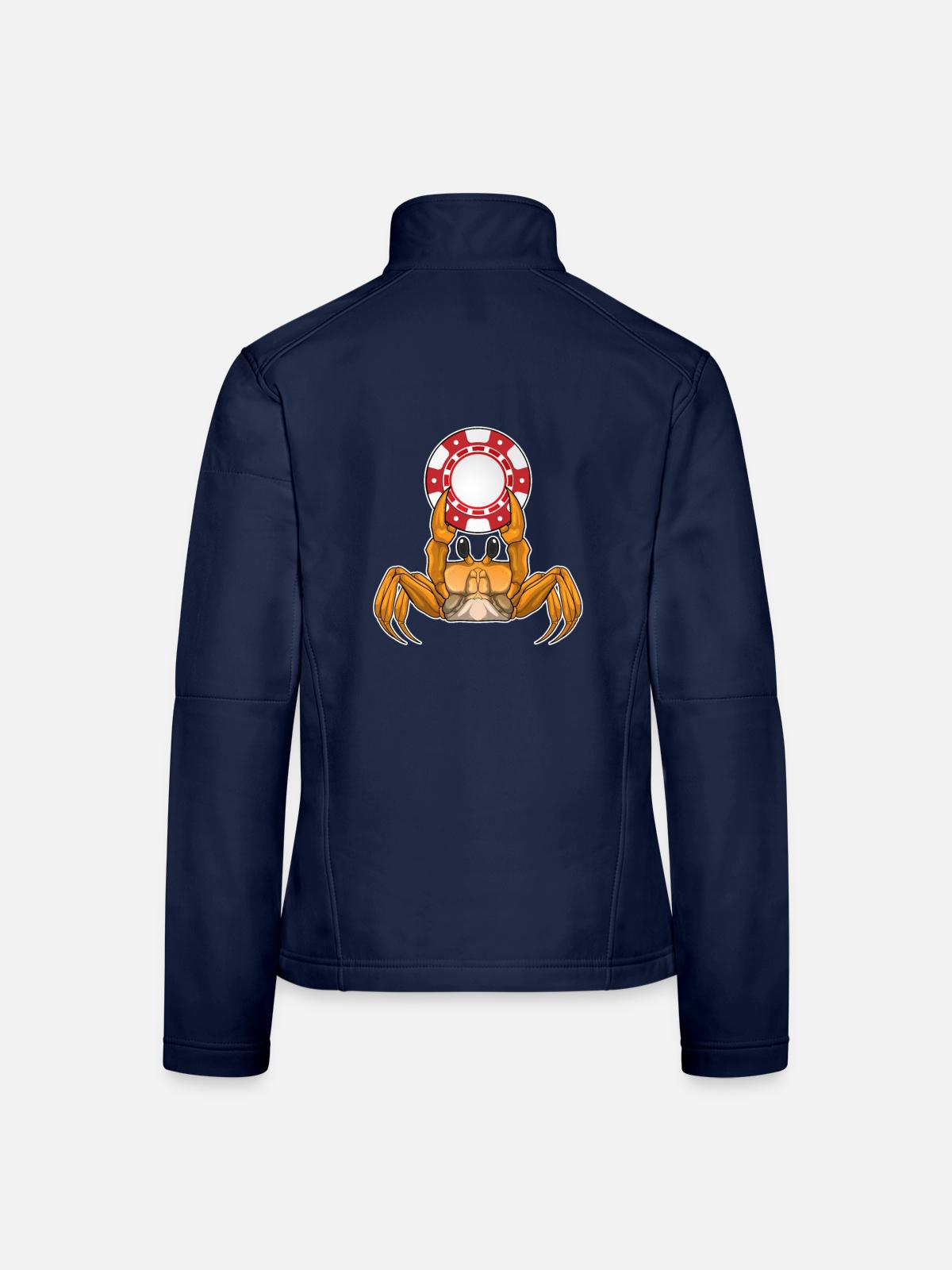 Krabbe Poker Pokerchips - Frauen Softshelljacke - Navy - Hinten
