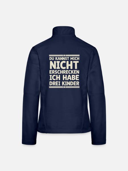 3 Kinder Mama Mutter Papa Vater - Frauen Softshelljacke - Navy - Hinten