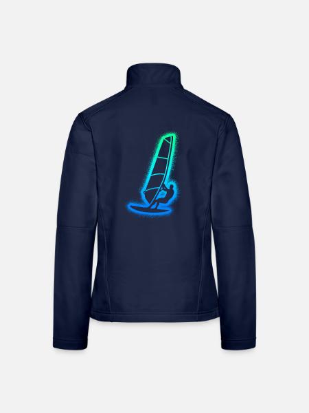 Windsurfen Windsurfer Kinder Herren Windsurf - Frauen Softshelljacke - Navy - Hinten