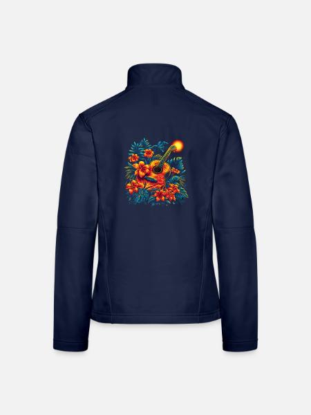 Gitarre Vintage-Look - Frauen Softshelljacke - Navy - Hinten