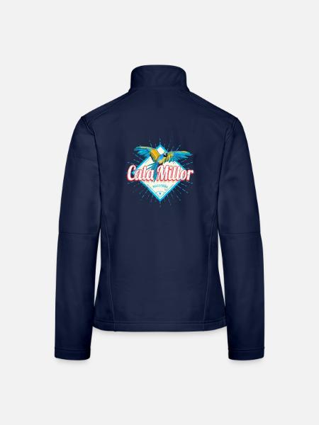 Cala Millor Mallorca Insel Balearen Souvenir - Frauen Softshelljacke - Navy - Hinten