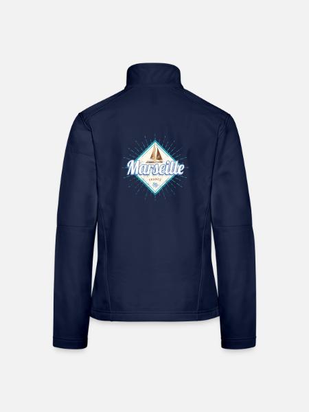 Marseille Stadt Frankreich Segelschiff Souvenir - Frauen Softshelljacke - Navy