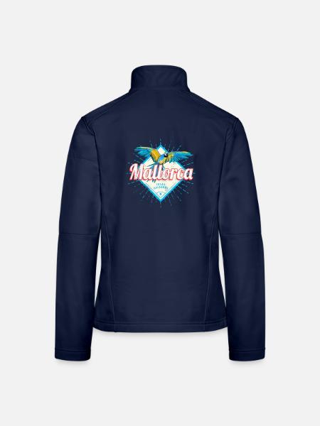 Mallorca Insel der Balearen Retro Papagei Souvenir - Frauen Softshelljacke - Navy - Hinten