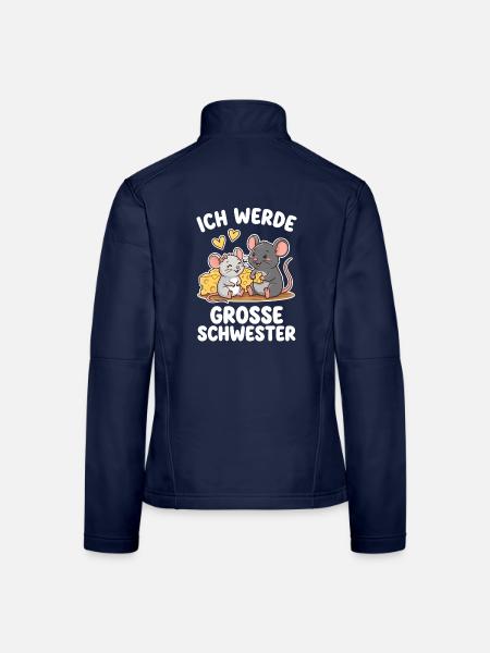 Ich werde Große Schwester Mäuse - Frauen Softshelljacke - Navy - Hinten