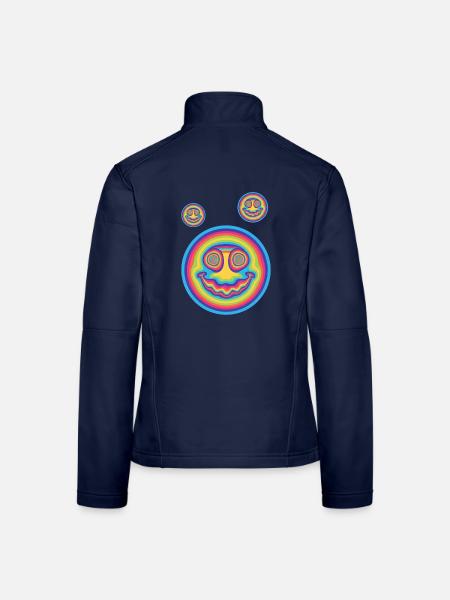 Hippie-Musik Psychedelisch-Pilz-Batik-Rave-Techno - Frauen Softshelljacke - Navy - Hinten