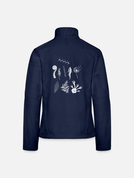 Dornenzweig & Farn & Wurzel - Dark Botanical - Frauen Softshelljacke - Navy - Hinten