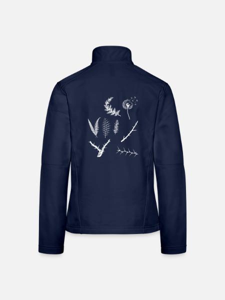 Rosmarin & Farn & Pusteblume - Dark Botanical - Frauen Softshelljacke - Navy - Hinten