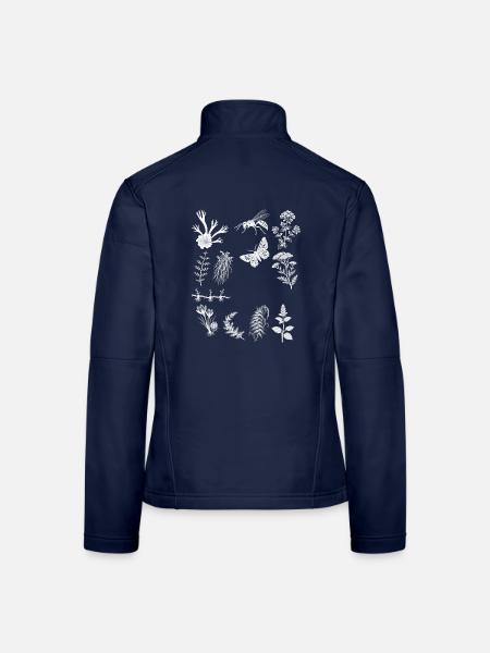 Kräuter & Wacholder & Farn - Botanische Kunst - Frauen Softshelljacke - Navy - Hinten