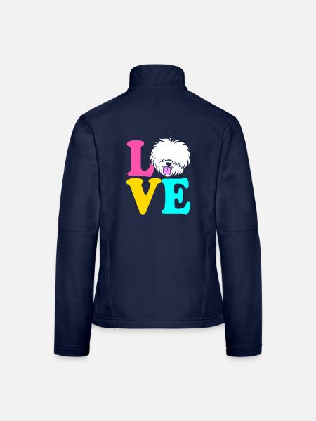 Englischer Schäferhund - Frauen Softshelljacke - Navy - Hinten
