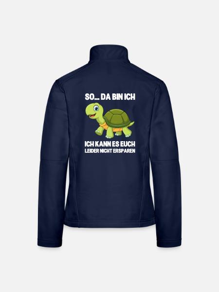 So da bin ich lustige Schildkröte Spruch - Frauen Softshelljacke - Navy - Hinten