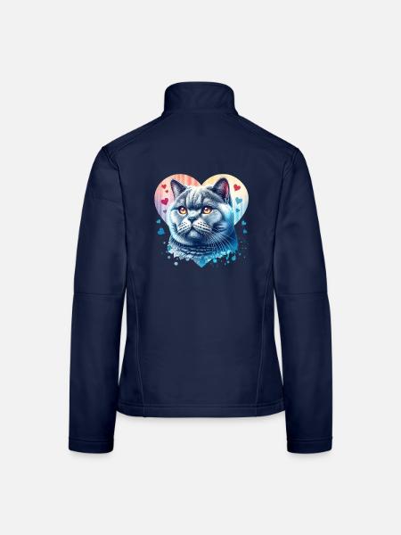 Britisch Kurzhaar Katze - Frauen Softshelljacke - Navy - Hinten