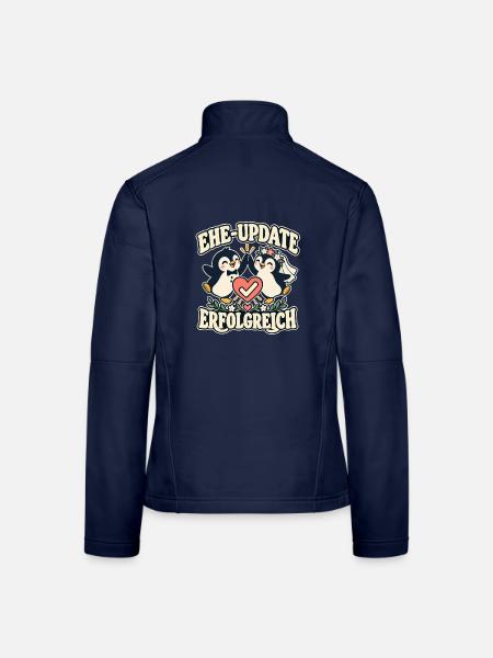 Ehe-Update erfolgreich – Pinguine Hochzeit - Frauen Softshelljacke - Navy - Hinten