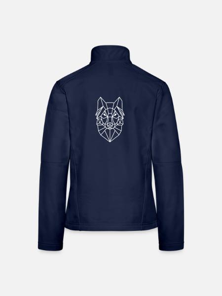 Geometric Wolf Head Line Style - Women's Softshell Jacket - navy