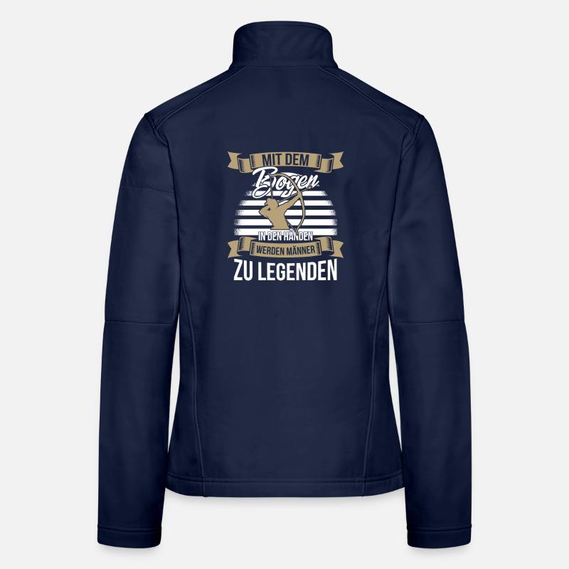 Bogenschiessen mit dem Bogen in den Händen Frauen Softshelljacke