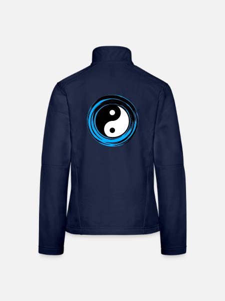 Yin-Yang Blau - Frauen Softshelljacke - Navy - Hinten