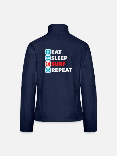 Manger, dormir, surfer, répéter - Veste en tissu softshell Femme - bleu marine - Dos