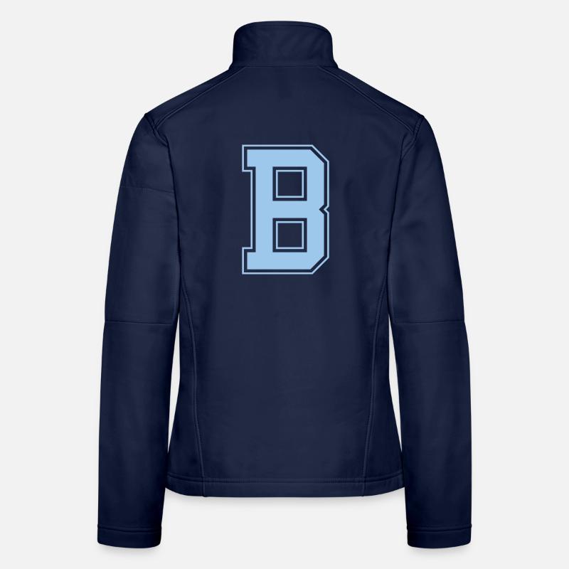 Monogram Bleu Clair Varsity College Initial B Veste en tissu softshell Femme
