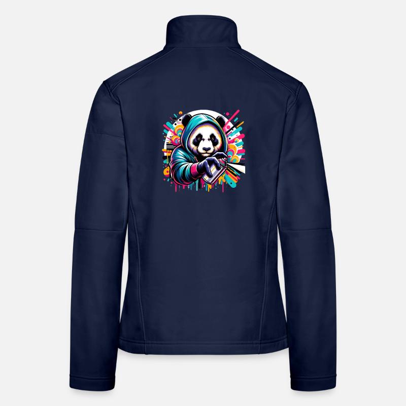 funny panda bear with graffiti and spray can Women's Softshell Jacket