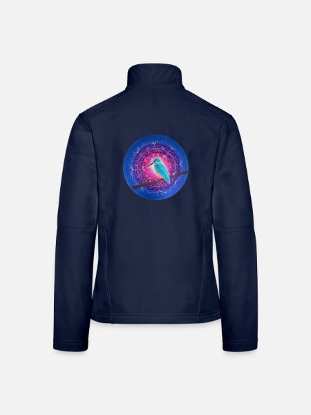 Mystischer Eisvogel mit Mandala - Frauen Softshelljacke - Navy - Hinten