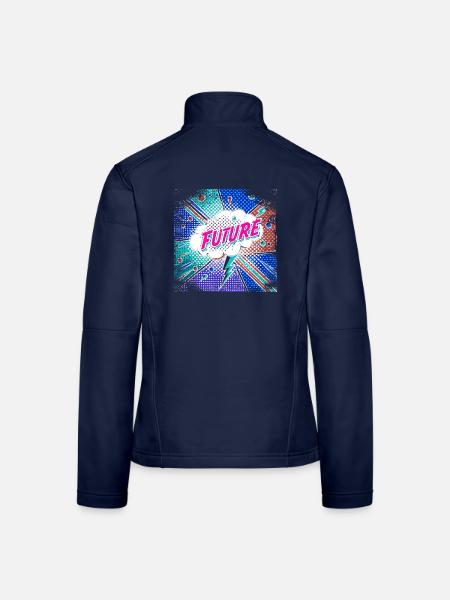 FUTURE Pop Art surreal - Frauen Softshelljacke - Navy - Hinten