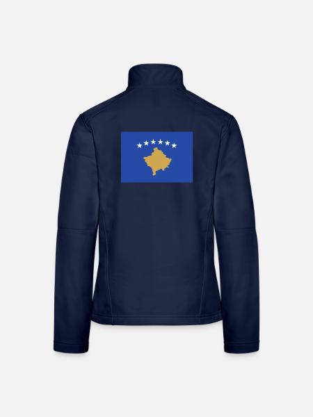 Kosovo – Kosovo-Flaggenkarte mit Sternen - Frauen Softshelljacke - Navy - Hinten