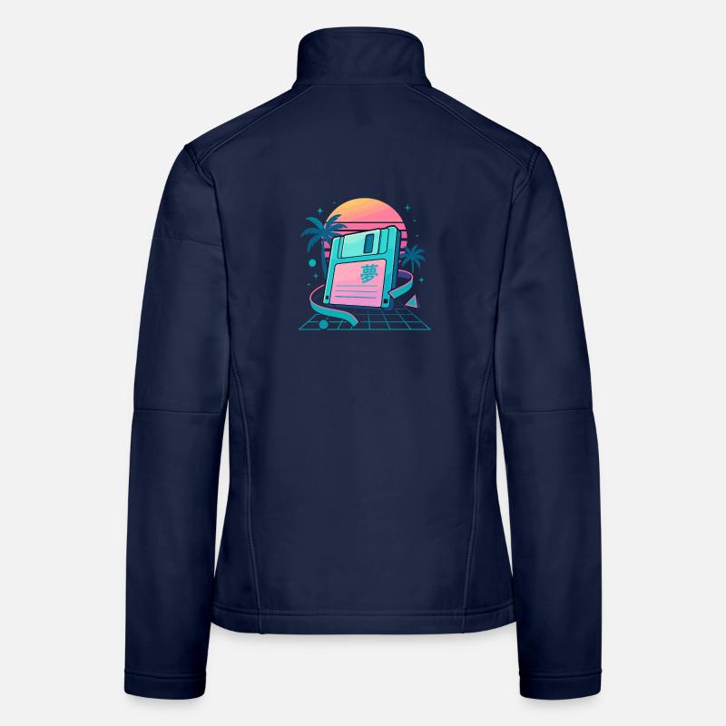 Retro Floppy Dream - Frauen Softshelljacke - Navy
