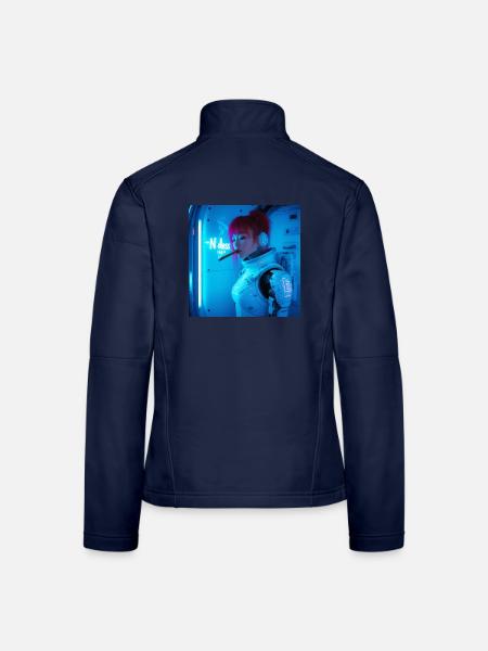 N-dless Nights: Raumschiffkapitän raucht eine Zigarre - Frauen Softshelljacke - Navy - Hinten