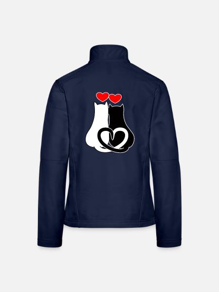 Chats amoureux de cœurs - Veste en tissu softshell Femme - bleu marine - Dos