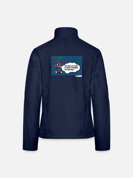 Erdbeerwitz auf lustigem Obstsalat - Frauen Softshelljacke - Navy